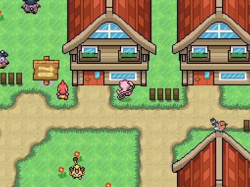 Mew peeks into a window and the building fades out of view to reveal the interior to the player.
