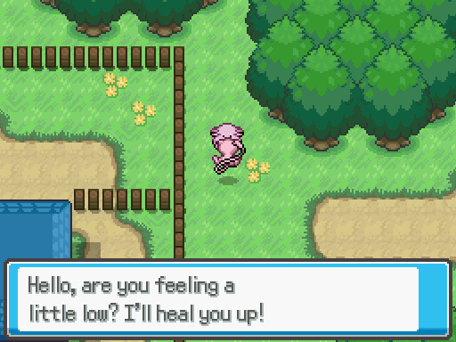 Chansey saying thet'll heal up the player.