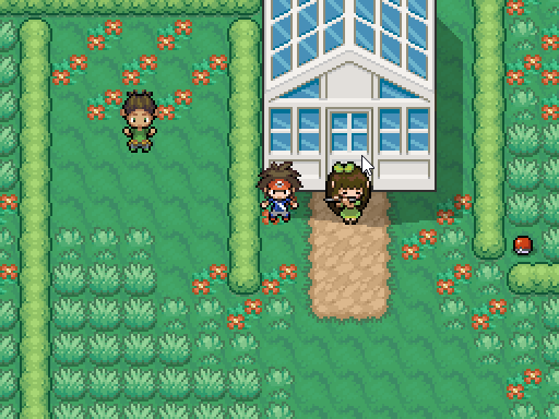The protagonist stands outside a greenhouse