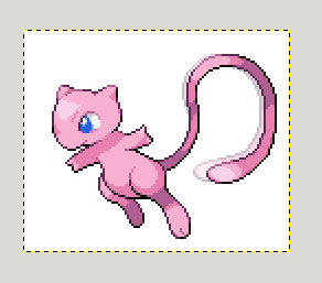 Mew's tail has been put back in place, but the first frame's tail is shown at a low opacity to display how the tail changed between frames.