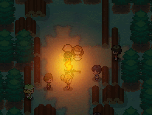 The screenshot from above with the campfire. Now it is shown in an animated form.